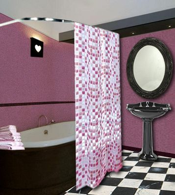 Salle de bain rose et noire